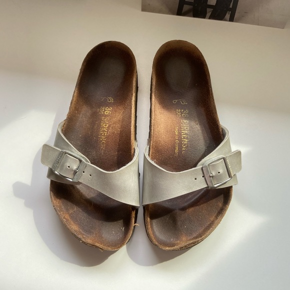 Birkenstock Single Strap Madrid Sandal in Silver - Picture 2 of 5